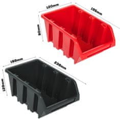 botle Viseča plošča za orodje 115 x 39 cm z 25 kos Škatla stenskih Rdeča in Črna škatle plastika