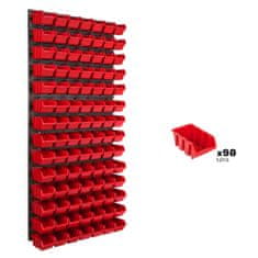 botle Stenska plošča sistema za shranjevanje 58 x 117 cm z 98 kos Škatla viseče Rdeča škatle plastika