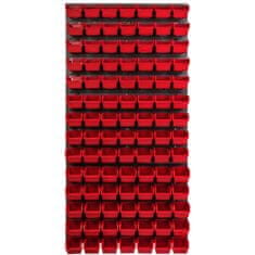 botle Stenska plošča sistema za shranjevanje 58 x 117 cm z 98 kos Škatla viseče Rdeča škatle plastika