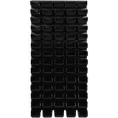 botle Stenska plošča sistema za shranjevanje 58 x 117 cm z 70 kos Škatla viseče Črna škatle plastika