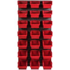 botle Stenska plošča za orodje 58 x 117 cm z 21 kos Škatla viseče Rdeča škatle Sistem za shranjevanje