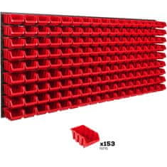 botle Stenska plošča za orodje 173 x 78 cm z 153 kos Škatla viseče Rdeča Sistem za shranjevanje XL