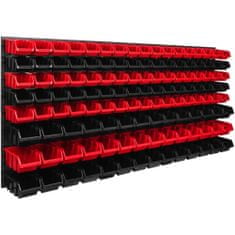 botle Viseča plošča za orodje 173 x 78 cm z 127 kos Škatla stenskih Rdeča in Črna škatle plastika XL