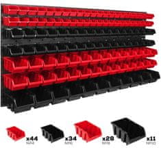 botle Viseča plošča za orodje 173 x 78 cm z 117 kos Škatla stenskih Rdeča in Črna škatle plastika XL