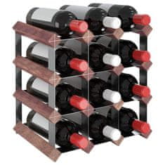 Vidaxl Stojalo za vino za 12 steklenic rjavo trdna borovina