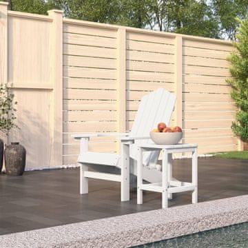 Vidaxl vidaXL Vrtni stol Adirondack z mizo, HDPE, bel