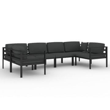 Vidaxl Vrtna sedežna garnitura 6-delna z blazinami aluminij antracit