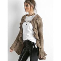 YUPS Ženski pulover z volančki ITZEL rjave barve YP-SW-cmu0503.48P_306376 XL