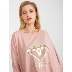 RELEVANCE Ženske dolge plus velikost bluza z žepi CHARITY roza RV-BZ-7604.53P_387138 Univerzalni