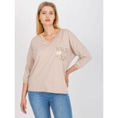 RELEVANCE Ženske bluze z izrezom v obliki črke V bombaž plus size CHASITY beige RV-BZ-7769.68_387430 Univerzalni