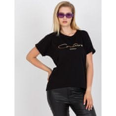 RELEVANCE Ženska asimetrična plus size bombažna majica MILDRED black RV-TS-7775.66P_386992 Univerzalni