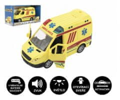 Teddies Ambulanca plastični avto 20cm na vztrajnik na baterijo z zvokom z lučjo