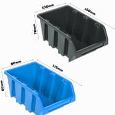 botle Komplet plošč z držali za orodje 156 x 78 cm z 68 kos Škatla viseče Modra in Črna škatle plastika