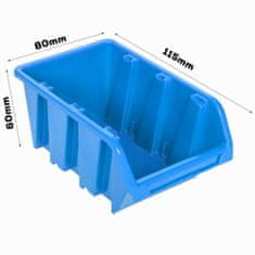 botle Stenska plošča za orodje 156 x 78 cm z 76 kos Škatla viseče Modra škatle s kompletom držal plastika