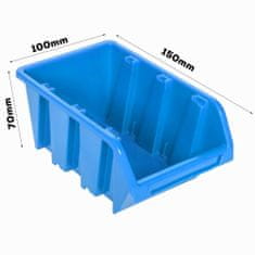 botle Stenska plošča za orodje 156 x 78 cm z 60 kos Škatla viseče Modra škatle s kompletom držal plastika