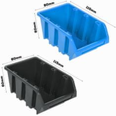 botle Stenska plošča za orodje 58 x 39 cm z 35 kos Škatla viseče Modra in Črna škatle plastika