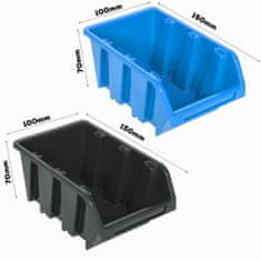 botle Stenska plošča za orodje 58 x 39 cm z 30 kos Škatla viseče Modra in Črna škatle plastika