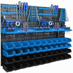 botle Viseča plošča za orodje 115 x 78 cm z 44 kos Škatla stenskih Modra in Črna škatle plastika