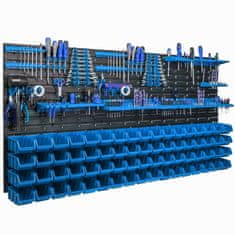 botle Viseča plošča za orodje 173 x 78 cm z 68 kos Škatla stenskih Modra Zložljive škatle XL