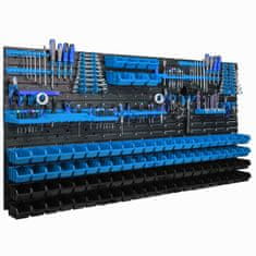 botle Viseča plošča za orodje 173 x 78 cm z 95 kos Škatla stenskih Modra in Črna škatle plastika XL