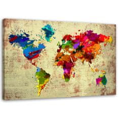 shumee Slika, zemljevid sveta z barvami - 120x80