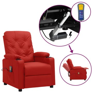 Vidaxl Masažni stol s funkcijo vstajanja vinsko rdeče umetno usnje