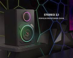 Genesis Helium 800 računalniški zvočniki, stereo 2.1, 60W RMS, RGB LED osvetlitev, Bluetooth 5.0, kontrolna plošča, daljinski upravljalnik, črni