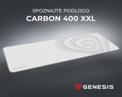 Genesis Carbon 400 XXL Logo gaming podloga, vodoodporna, gladka površina, zaščiteni robovi, protizdrsna, 800x300 mm, bela
