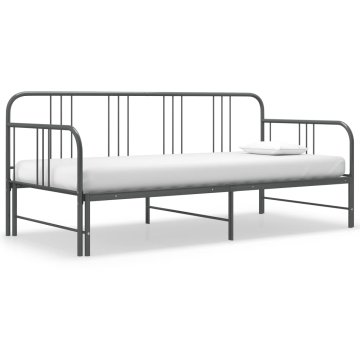 Vidaxl Izvlečni posteljni okvir siv iz kovine 90x200 cm
