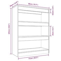 Vidaxl Knjižna omara/pregrada črna 80x30x103 cm konstruiran les