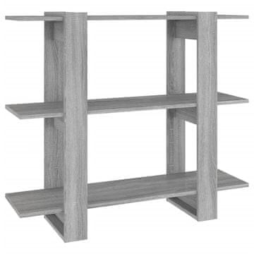 Vidaxl Knjižna omara/pregrada siva sonoma 100x30x87 cm