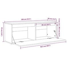 Vidaxl Stenska omarica 100x30x35 cm trdna borovina