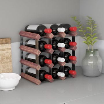 Vidaxl Stojalo za vino za 12 steklenic rjavo trdna borovina