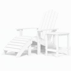 Greatstore Vrtni stol Adirondack s stolčkom za noge in mizico HDPE bel
