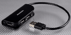 AXAGON Ready Hub, 4x USB 2.0, 20 cm, USB-A, črn (HUE-X4B)