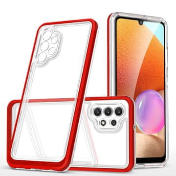 slomart prozoren ovitek 3v1 za samsung galaxy a32 4g frame gel cover rdeč
