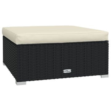 Vidaxl Vrtni stolček za noge z blazino 70x70x30 cm poli ratan