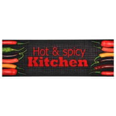 Greatstore Kuhinjska preproga pralna z napisom Hot & Spicy 60x300 cm
