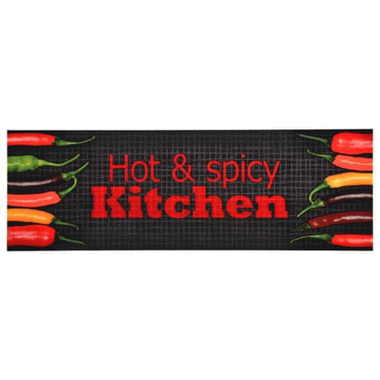 Greatstore Kuhinjska preproga pralna z napisom Hot & Spicy 60x300 cm