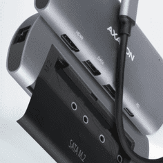 AXAGON Hub 6v1, USB, GLAN, HDMI, PD 100W, SATA M.2, 20 cm USB-C (HMC-6M2)