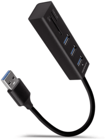 AXAGON hub, 3x USB 3.2, čitalnik SD, MicroSD, 20 cm USB-A (HMA-CR3A)