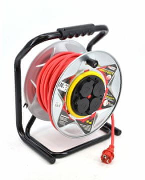 shumee AWTOOLS PODALJŠEK KOVINSKI BOBEN RDEČ HEAVY DUTY 30m 3x1,5 mm 16A / 3680W / IP44
