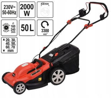 shumee YATO ELEKTRIČNA KOSILNICA 2000 W 430 mm 50 l