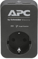 APC Essential SurgeArrest vtičnica, prenapetostna zaščita, 2x USB, črna (PME1WU2B-GR)