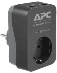 APC Essential SurgeArrest vtičnica, prenapetostna zaščita, 2x USB, črna (PME1WU2B-GR)