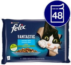 Felix Fantastic žepki z lososom in bučkami, s postrvjo in fižolom, 48x85 g