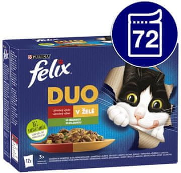 Felix Fantastic DUO mesna izbira v želeju z zelenjavo, 72 x 85 g