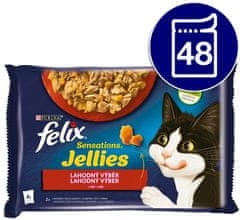 Felix Sensations Jellies govedina in piščanec v želeju, 48x85 g