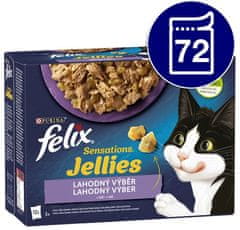 Felix Sensations Jellies jagnjetina, skuša, trska, puran v želeju 72 x 85 g