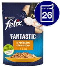 Felix hrana za mačke Fantastic s piščancem v želeju, 26 x 85 g